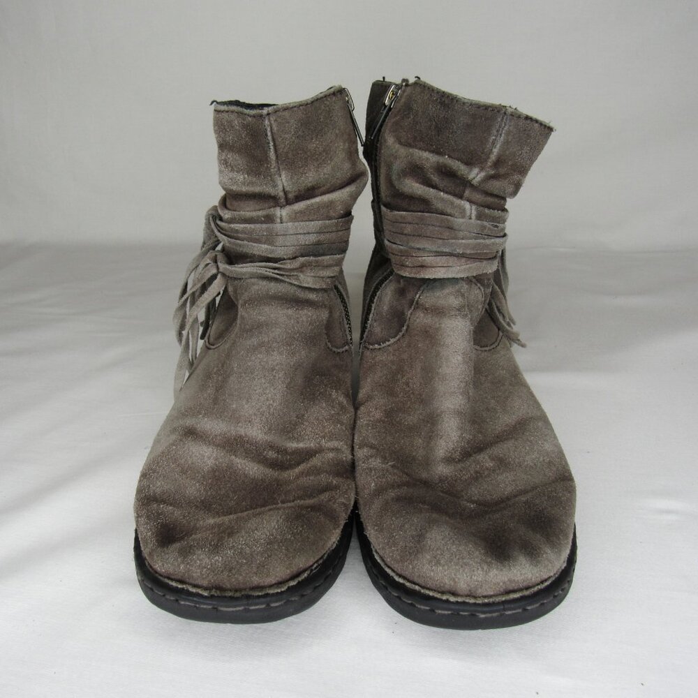 Born Taupe Brown Distressed Leather Suede CROSS Boots Women's 9.5 - Picture 2 of 9